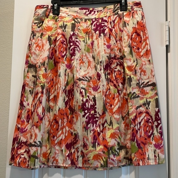 Liz Claiborne Women’s Midi Skirt Pink Size 12 100% Cotton Colorful Floral Flowy - Picture 3 of 13